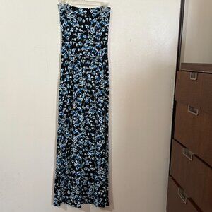 LASCANA for VENUS Dress floral blue and black strapless maxi long